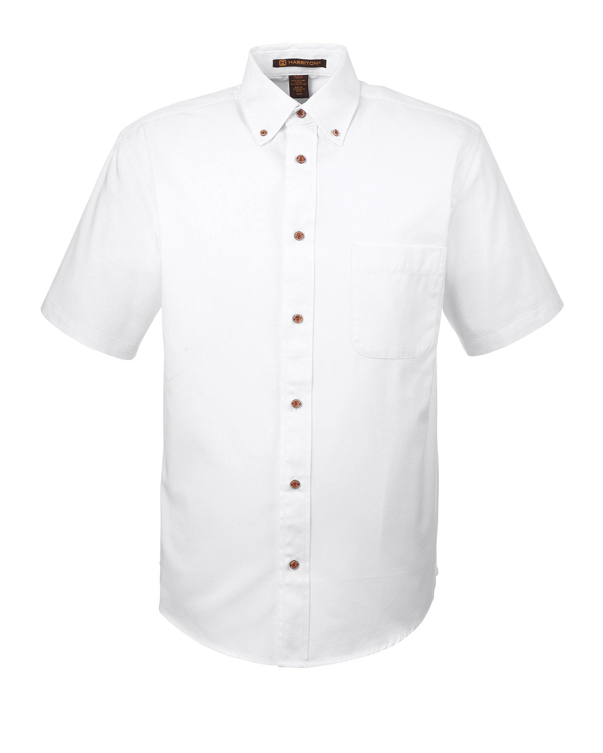 Harriton Men's Easy Blend™ Short-Sleeve Twill Shirt with Stain-Release - White