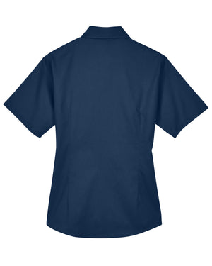 Harriton Ladies' Easy Blend™ Short-Sleeve Twill Shirt with Stain-Release - Back