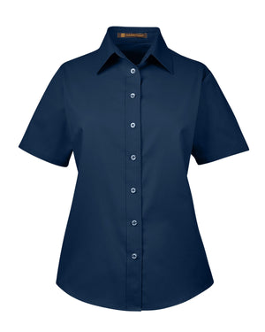 Harriton Ladies' Easy Blend™ Short-Sleeve Twill Shirt with Stain-Release - Navy
