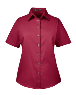 Harriton Ladies' Easy Blend™ Short-Sleeve Twill Shirt with Stain-Release - Wine