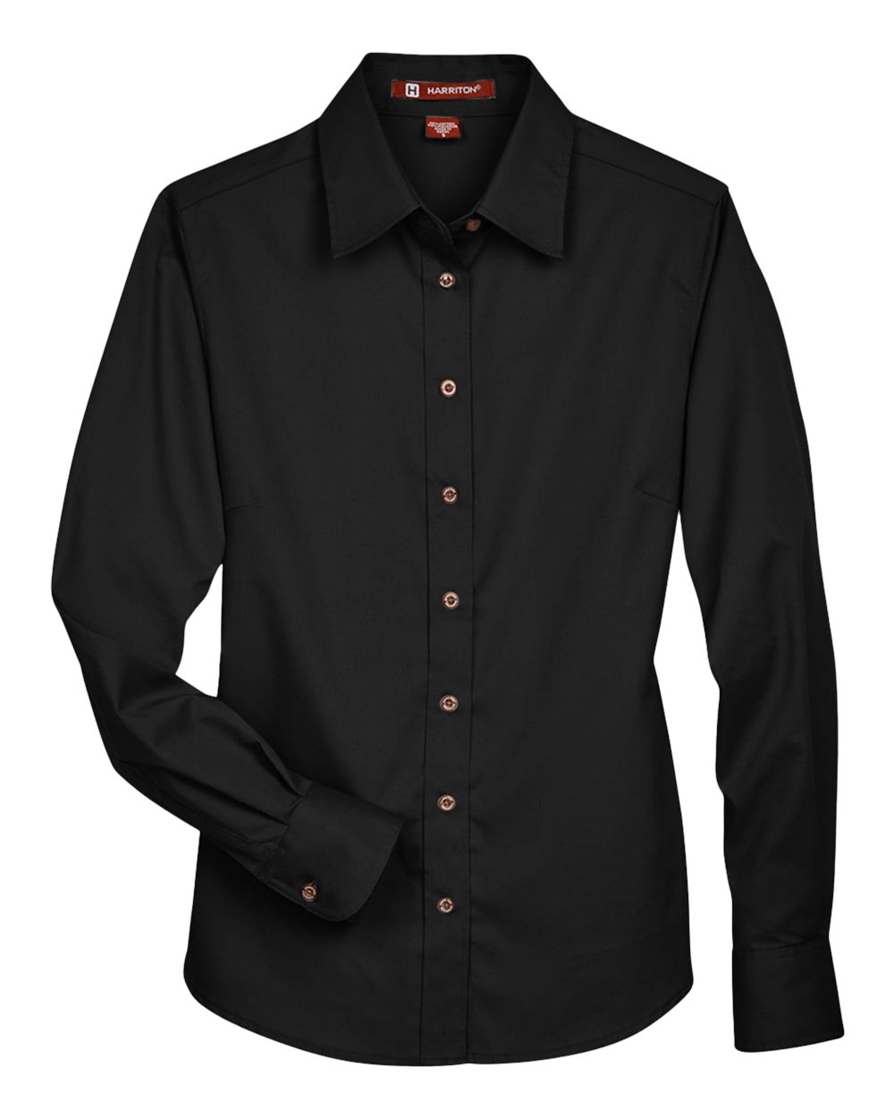 Harriton Women's Easy Blend™ Long Sleeve Twill Dress Shirt with Stain-Release - Black