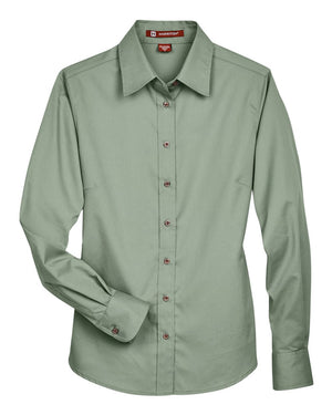 Harriton Women's Easy Blend™ Long Sleeve Twill Dress Shirt with Stain-Release - Dill