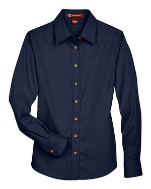 Harriton Women's Easy Blend™ Long Sleeve Twill Dress Shirt with Stain-Release - Navy