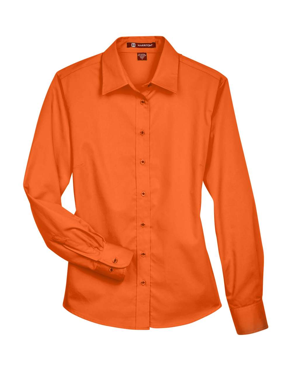 Harriton Women's Easy Blend™ Long Sleeve Twill Dress Shirt with Stain-Release - Team Orange