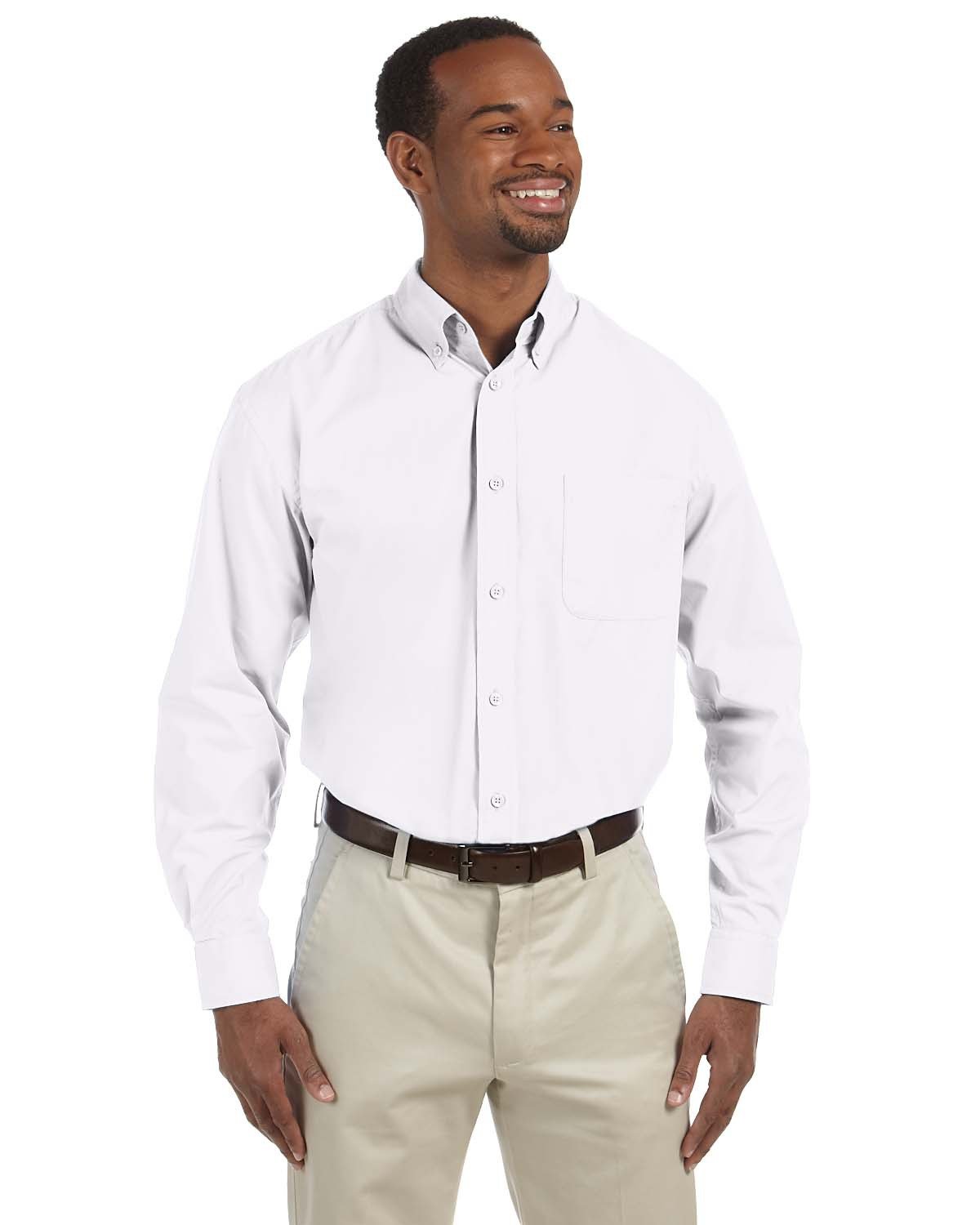 Harriton Men's Tall Essential Poplin - White