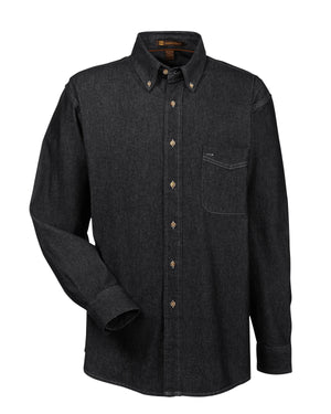 Harriton Men's Long-Sleeve Denim Shirt - Washed Black