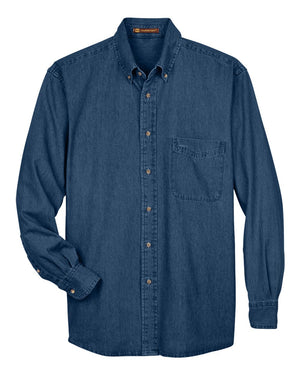 Harriton Men's Tall Long-Sleeve Denim Shirt - Dark Denim