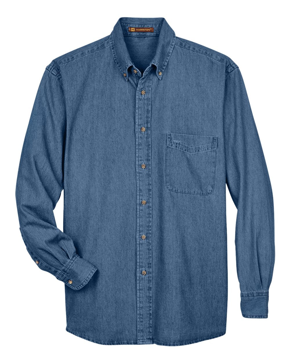 Harriton Men's Tall Long-Sleeve Denim Shirt - Light Denim