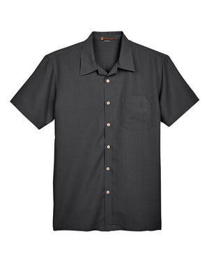 Harriton Men's Barbados Textured Camp Shirt - Black