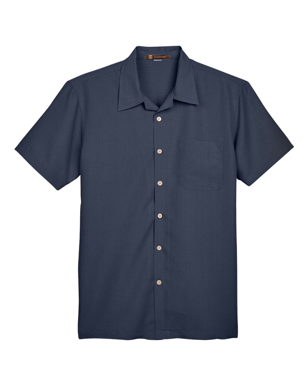 Harriton Men's Barbados Textured Camp Shirt - Navy