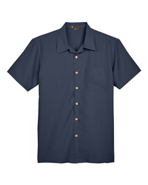 Harriton Men's Barbados Textured Camp Shirt - Navy
