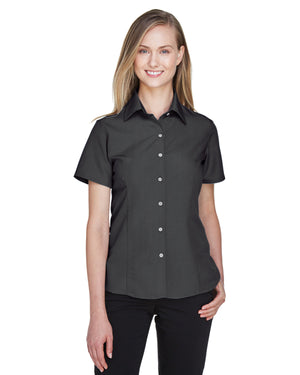 Harriton Ladies' Barbados Textured Camp Shirt - Black