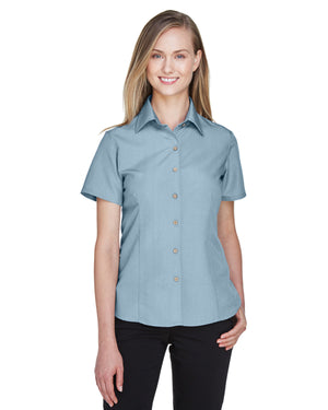 Harriton Ladies' Barbados Textured Camp Shirt - Cloud Blue
