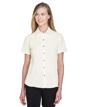 Harriton Ladies' Barbados Textured Camp Shirt - Creme