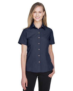 Harriton Ladies' Barbados Textured Camp Shirt - Navy