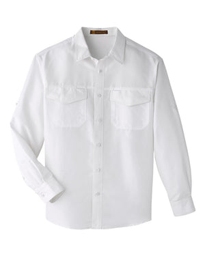 Harriton Men's Key West Long-Sleeve Performance Staff Shirt - White