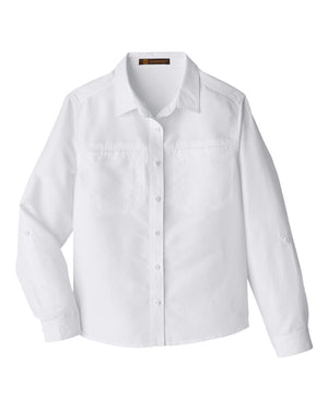 Harriton Ladies' Key West Long-Sleeve Performance Staff Shirt - White