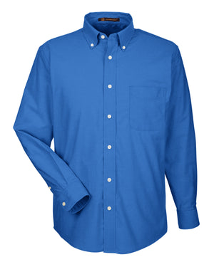 Harriton Men's Long-Sleeve Oxford with Stain-Release - French Blue
