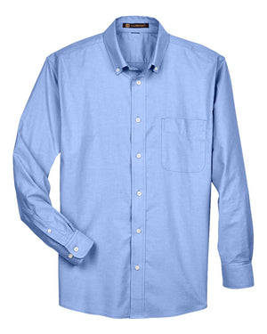 Harriton Men's Long-Sleeve Oxford with Stain-Release - Light Blue