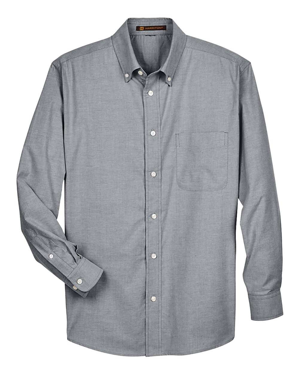 Harriton Men's Long-Sleeve Oxford with Stain-Release - Oxford Grey