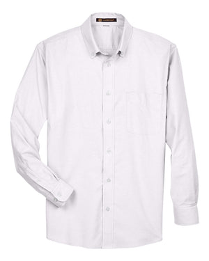 Harriton Men's Long-Sleeve Oxford with Stain-Release - White