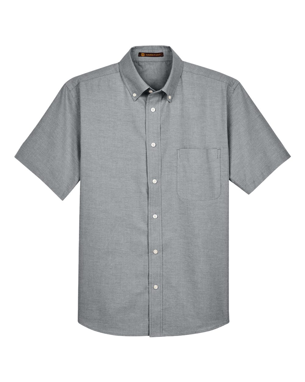 Harriton Men's Short-Sleeve Oxford with Stain-Release - Oxford Grey