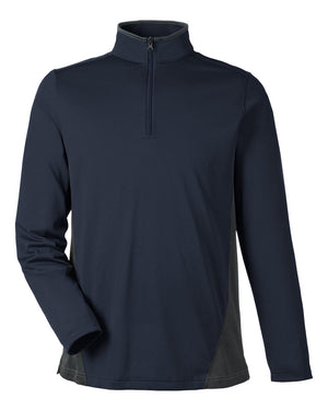 Harriton Men's Flash Snag Protection Plus IL Colorblock Quarter-Zip - Dark Navy/ Dark Charcoal