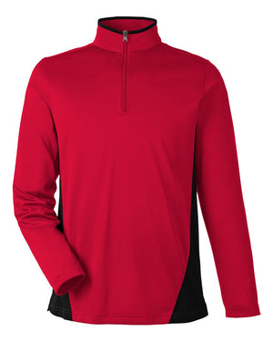 Harriton Men's Flash Snag Protection Plus IL Colorblock Quarter-Zip - Red/ Black