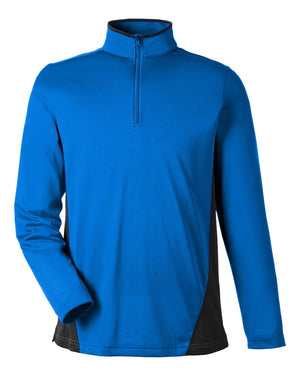 Harriton Men's Flash Snag Protection Plus IL Colorblock Quarter-Zip - True Royal/ Black