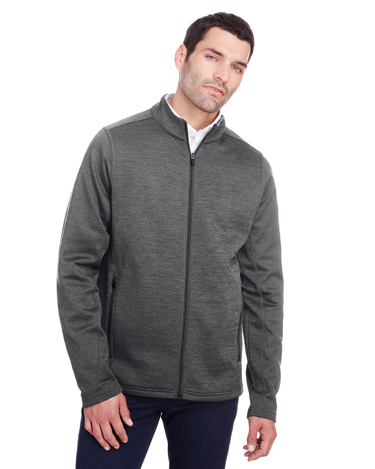 North End Men's Flux 2.0 Full-Zip Jacket - Carbon Hthr/Blk