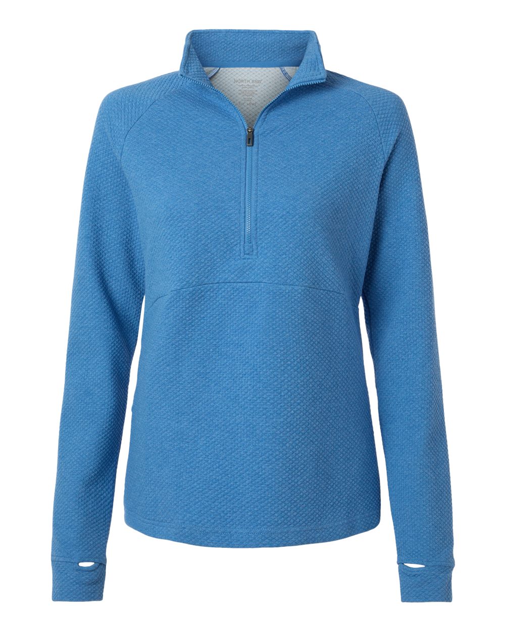 North End Ladies' Spirit Textured Quarter-Zip - Light Nautical Blue Heather