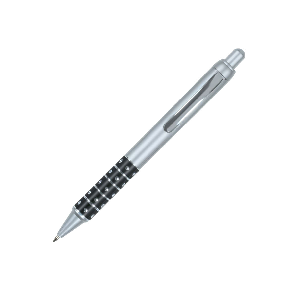 Nitro Plastic Click-Action Promotional Pen - Silver With Black