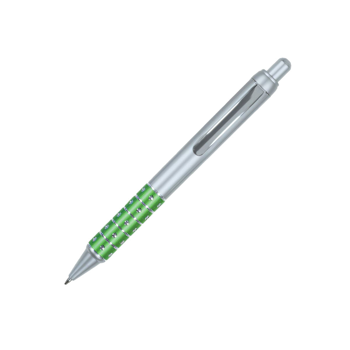 Nitro Plastic Click-Action Promotional Pen - Silver With Green