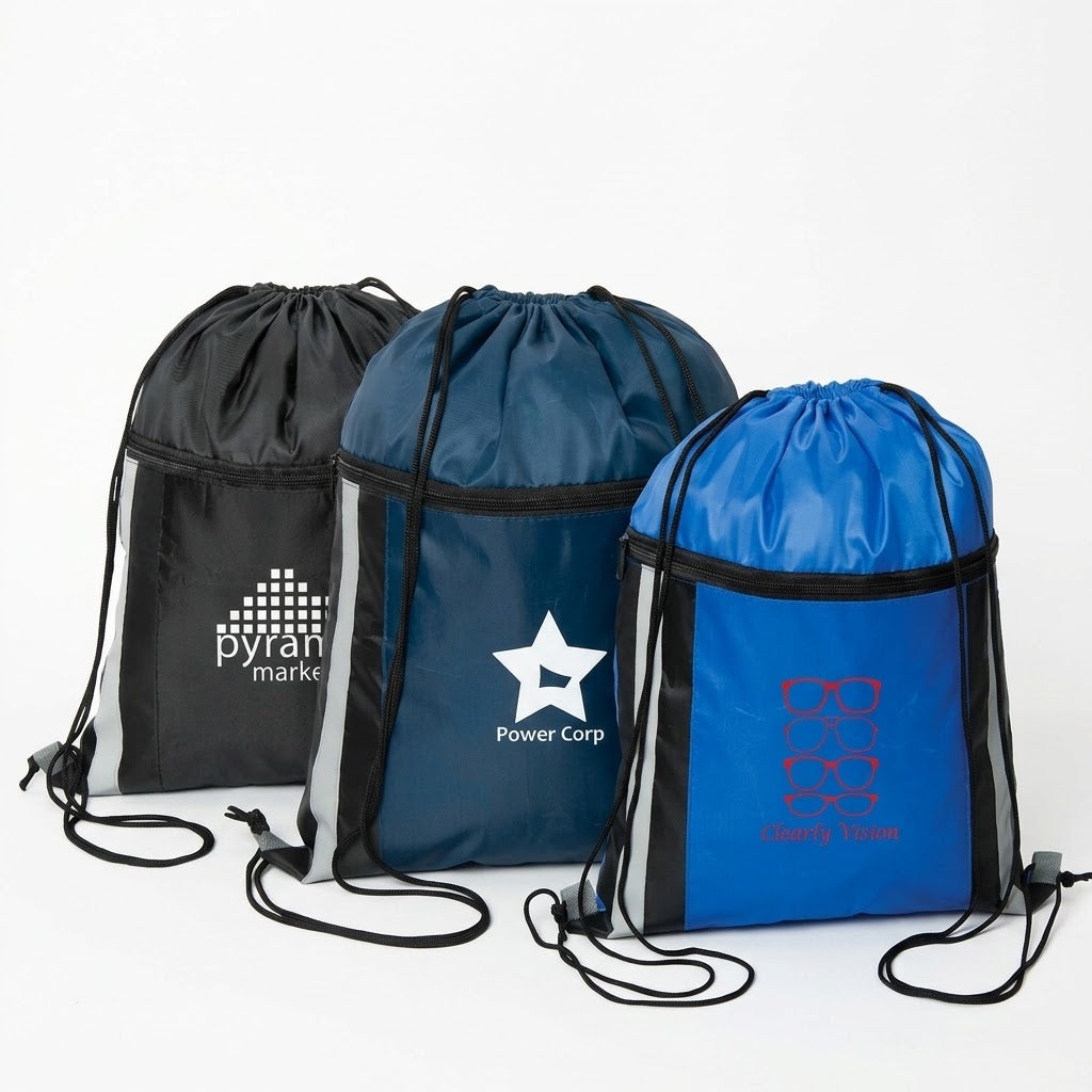Zippered Reflective Cinch Backpack