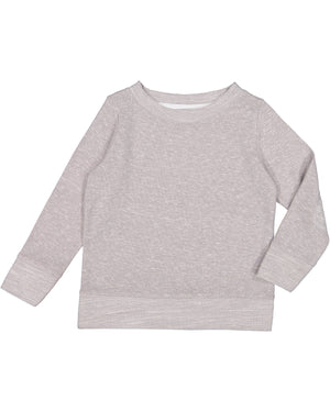 Rabbit Skins Toddler Harborside Melange French Terry Crewneck with Elbow Patches - Grey Melange