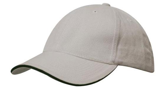 Best Value Cotton Sports Cap with Sandwich Brim - Stone With Black