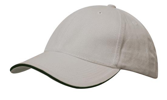 Best Value Cotton Sports Cap with Sandwich Brim - Stone With Navy