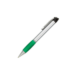 Toronado Plastic Twist-Action Promotional Pen - Silver With Green