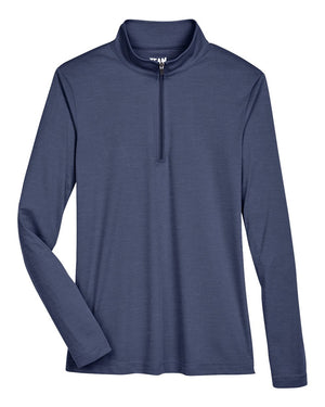 Team 365 Ladies' Zone Sonic Heather Performance Quarter-Zip - Sport Dark Navy Heather