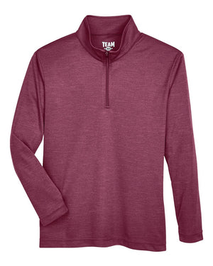 Team 365 Youth Zone Sonic Heather Performance Quarter-Zip - Sport Maroon Heather