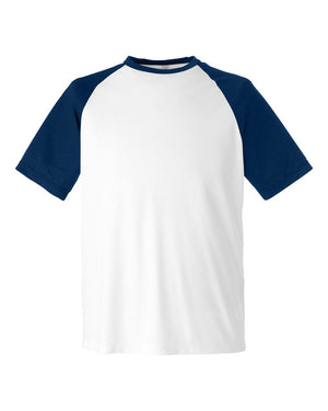 Team 365 Unisex Zone Colorblock Raglan T-Shirt - White/ Sport Dark Navy Heather