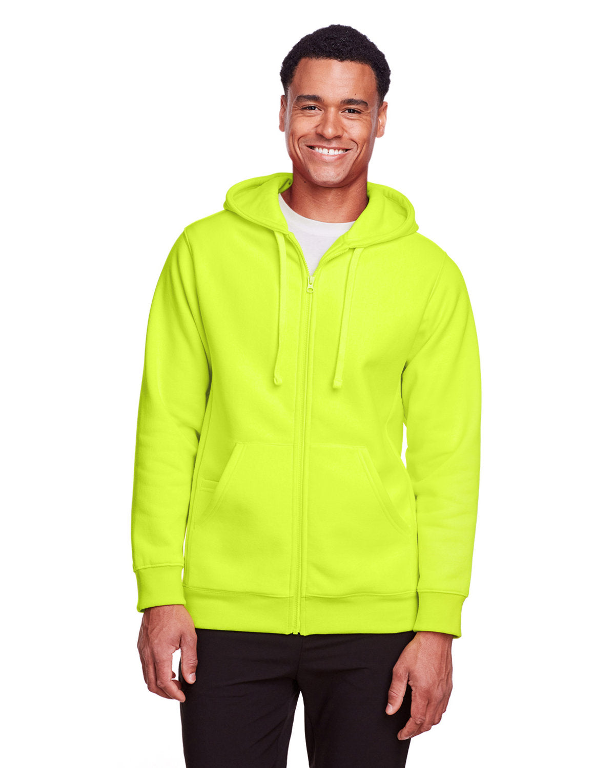 Team 365 Men's Zone HydroSport™ Heavyweight Full-Zip Hooded Sweatshirt - Safety Yellow