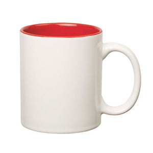 11 Oz. Colored Stoneware Mug - Solid/Two-Tone - HT7125 - White With Red Inner