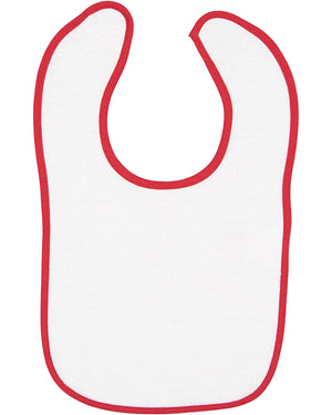 Rabbit Skins Infant Contrast Trim Terry Bib - White/Red
