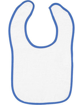Rabbit Skins Infant Contrast Trim Terry Bib - White/Royal