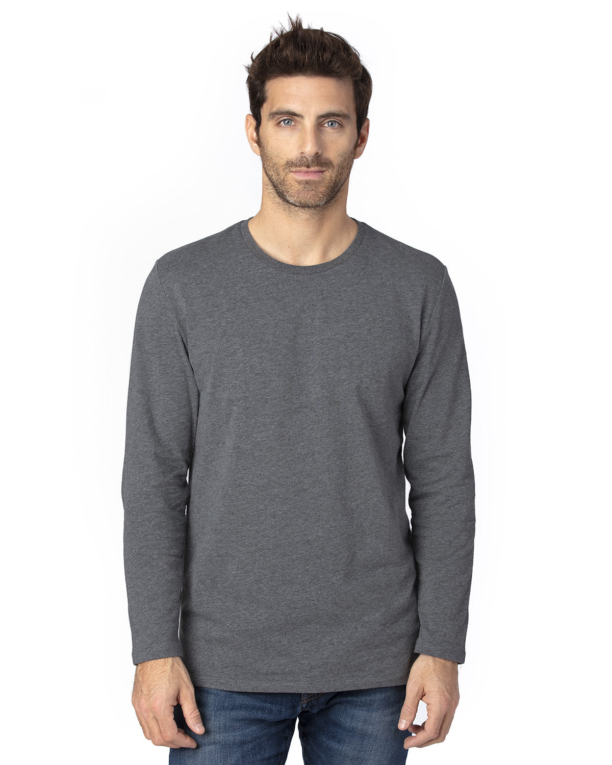 Threadfast Unisex Ultimate CVC Long-Sleeve T-Shirt - Charcoal Heather