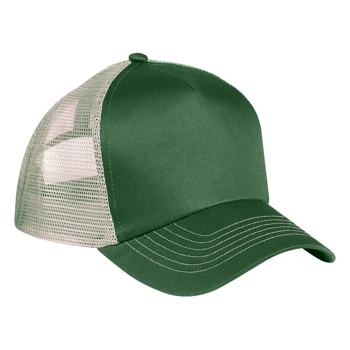5 Panel Mesh Back Price Buster Cap - Forest Green With Khaki
