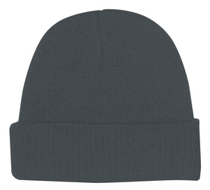KNIT BEANIE WITH CUFF - Charcoal