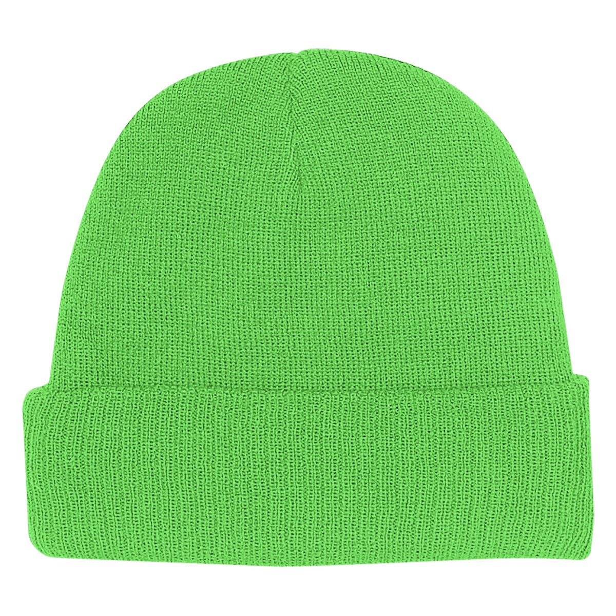 KNIT BEANIE WITH CUFF - Lime