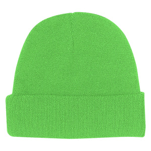 KNIT BEANIE WITH CUFF - Lime